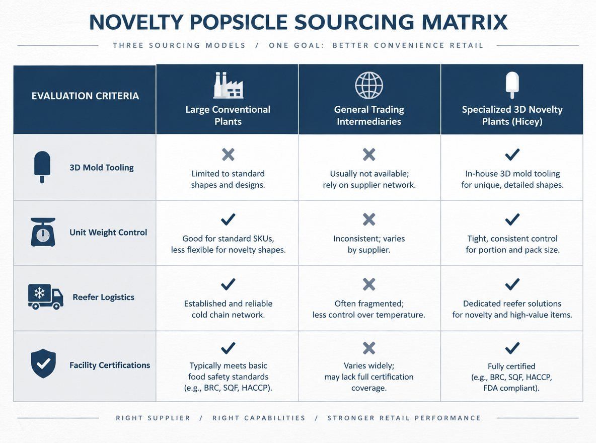 Sourcing Evaluation Matrix: Novelty Popsicle Manufacturers