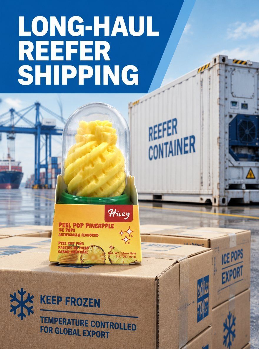 Does Hicey novelty ice cream hold its shape through long-haul reefer shipping to the US