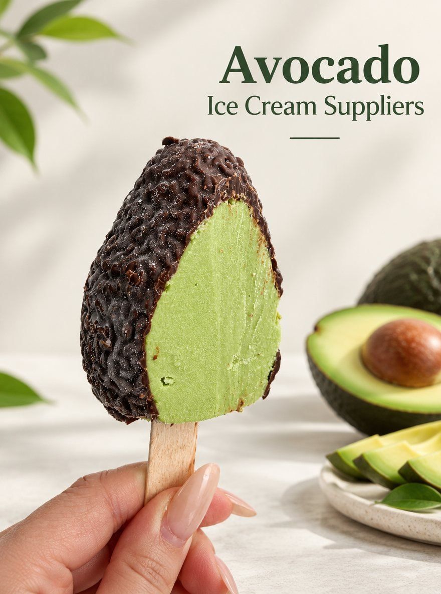 Which suppliers make avocado-shaped ice cream in different flavors