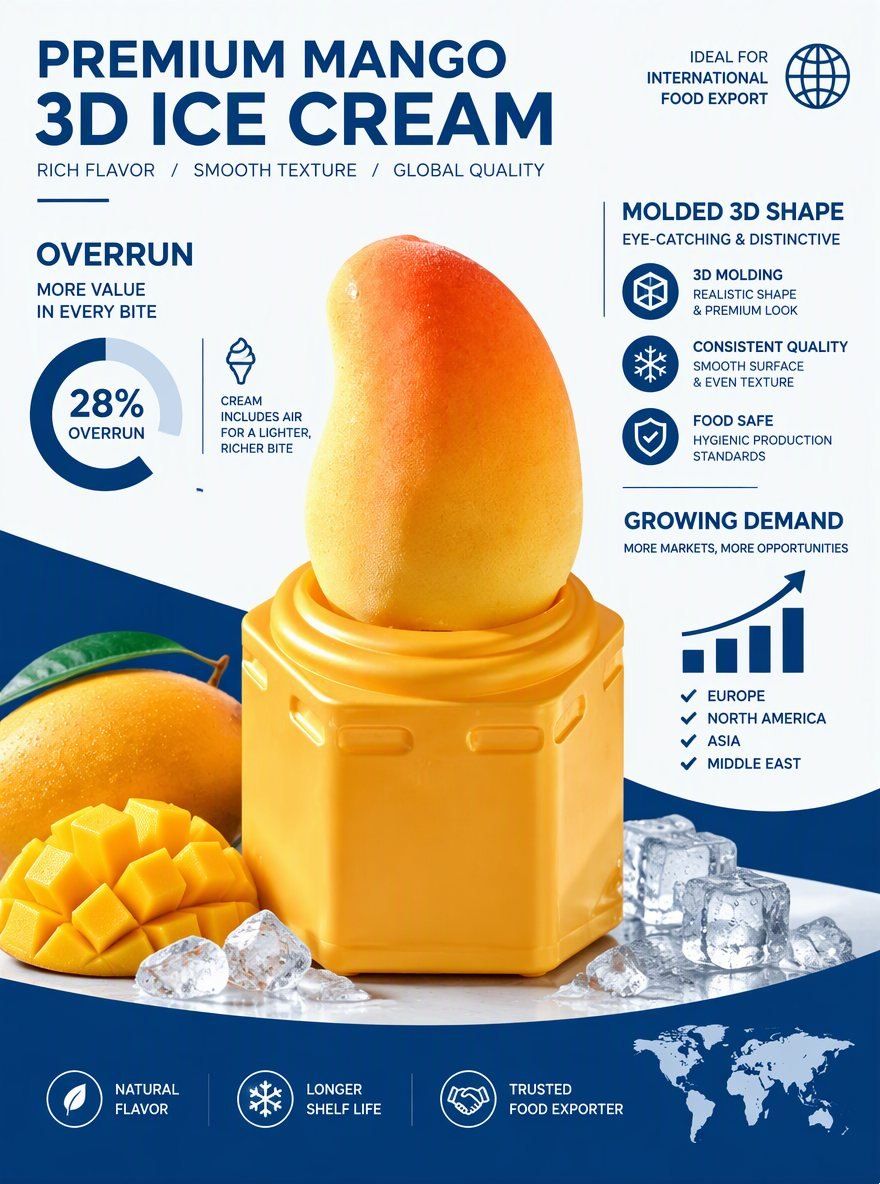High overrun or low overrun in molded 3D ice cream