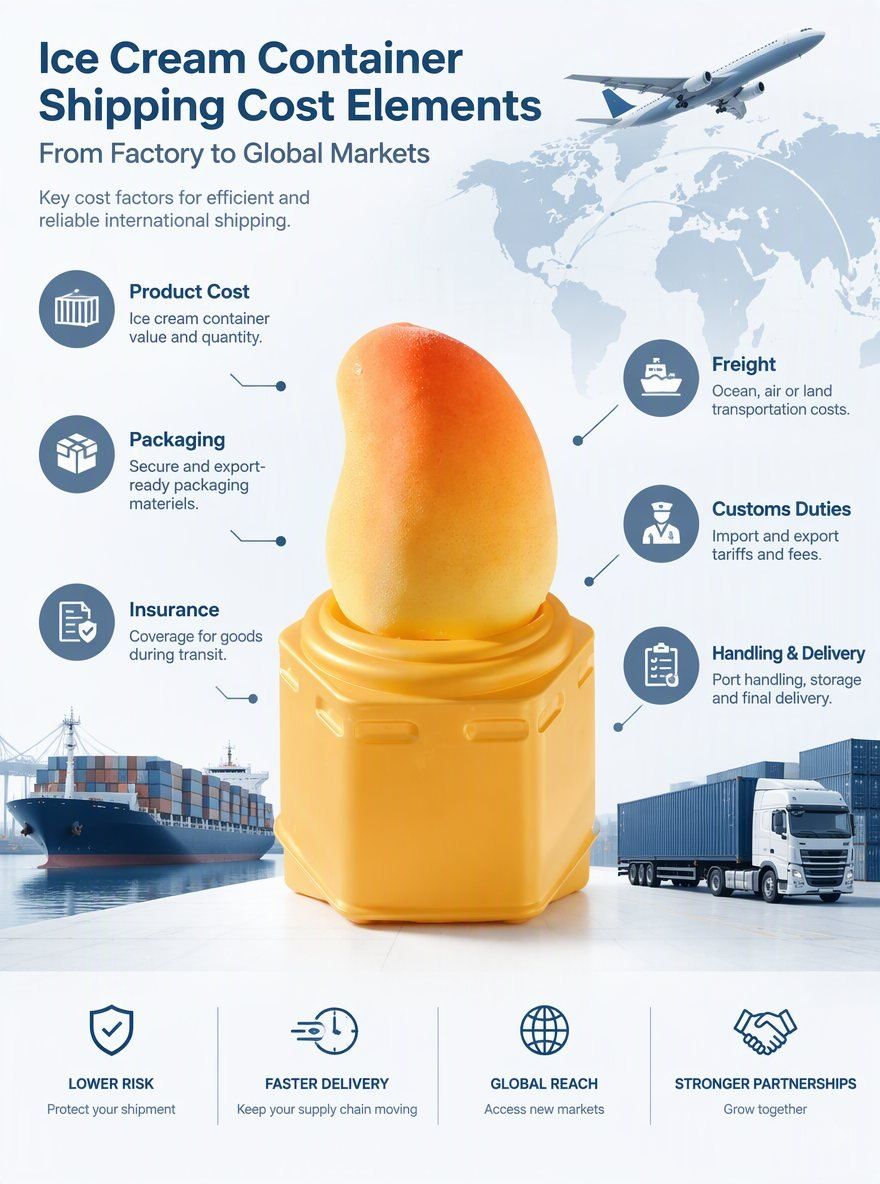 What cost elements determine the landed quotation for custom 3D novelty ice cream containers