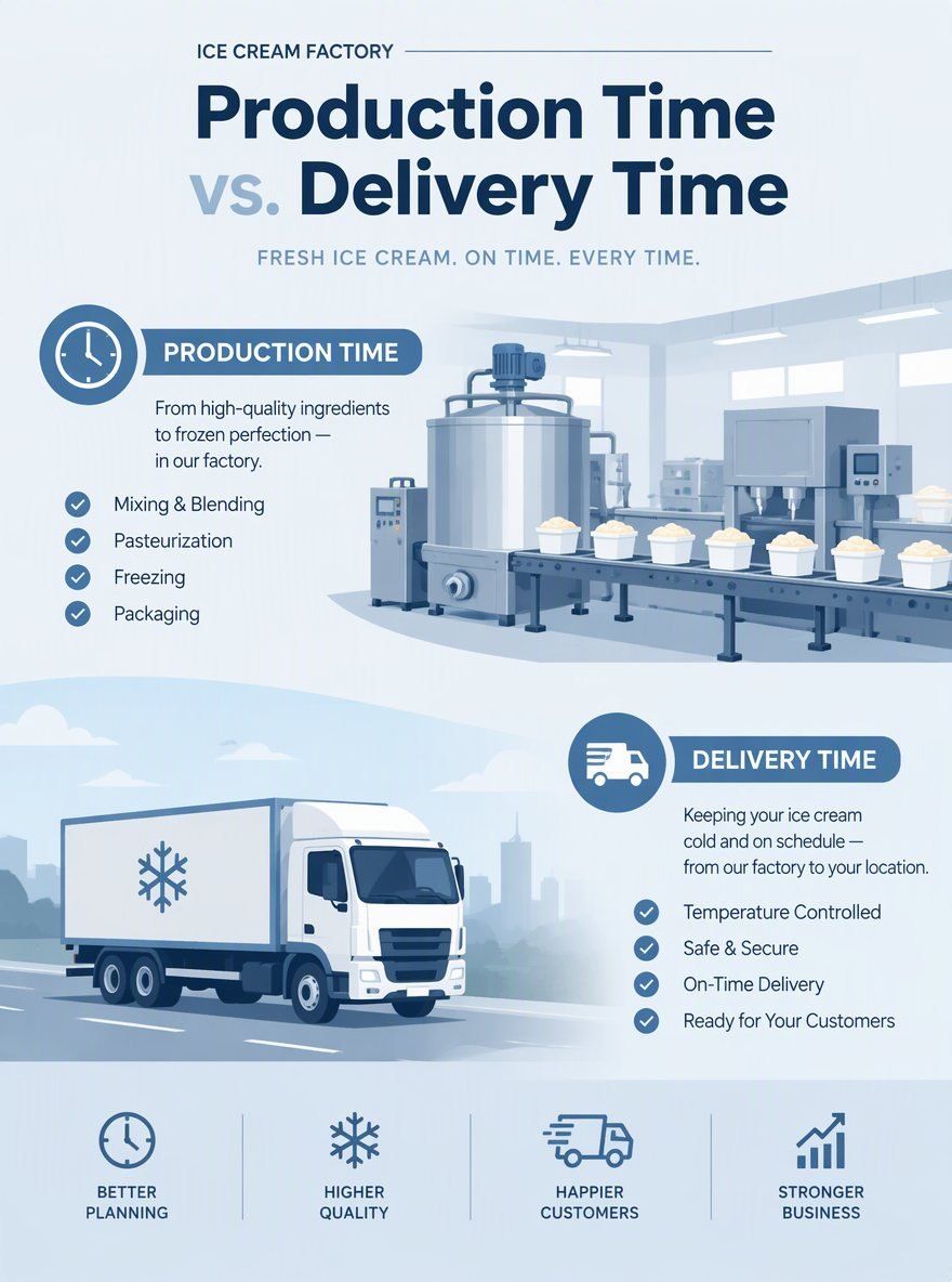 Production time versus delivery time: what does an ice cream factory's lead time actually cover