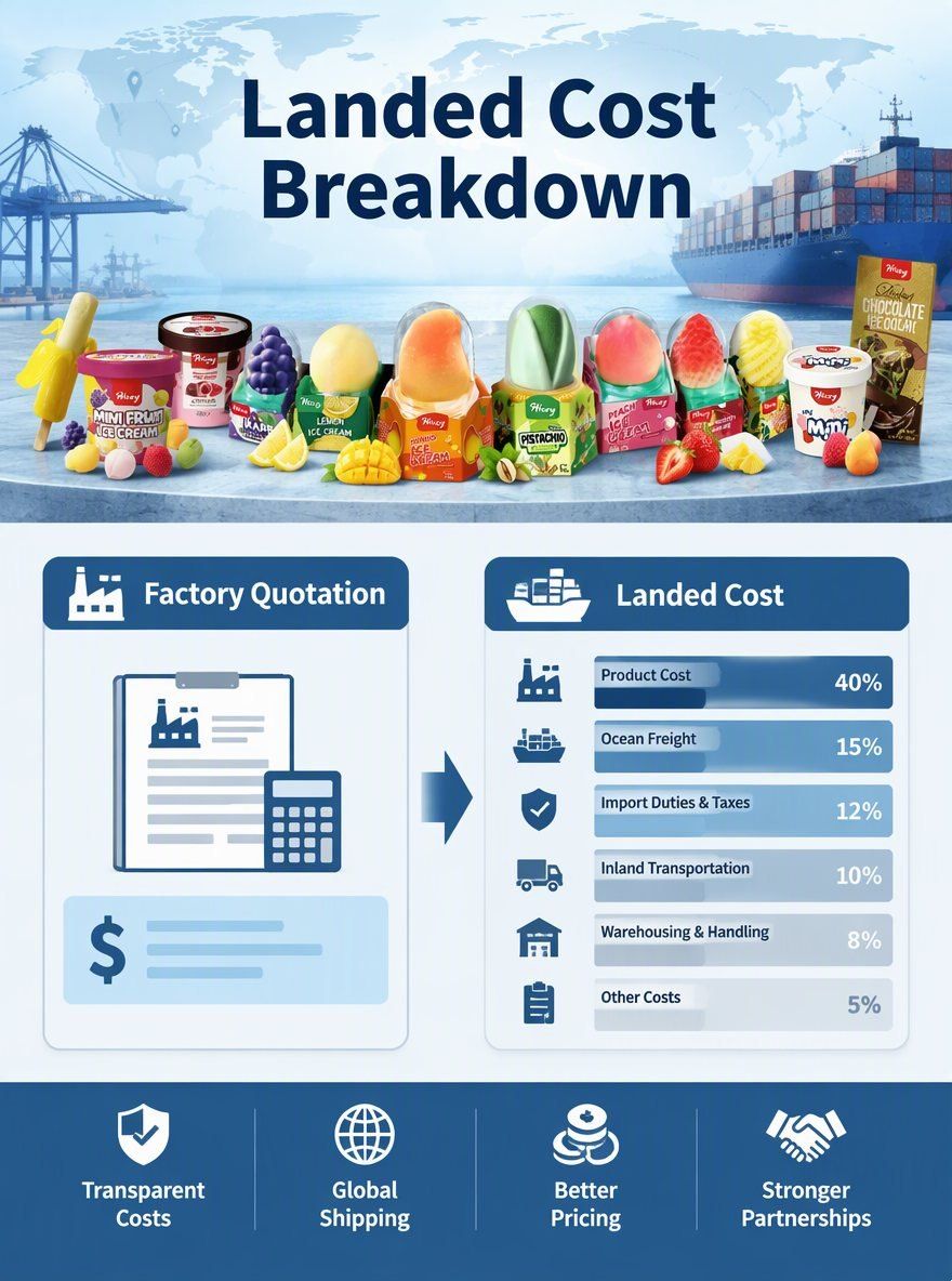 Factory quotation versus landed cost: what does imported ice cream really cost