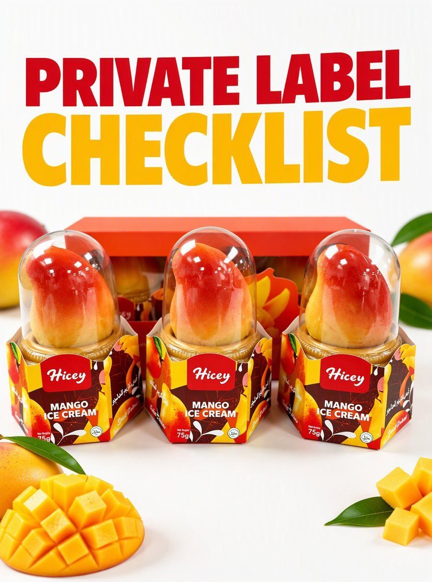 What do I need to prepare for a private-label ice cream order with Hicey