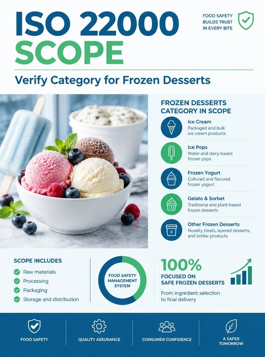 Why must an ice cream factory's ISO 22000 certificate scope be verified explicit