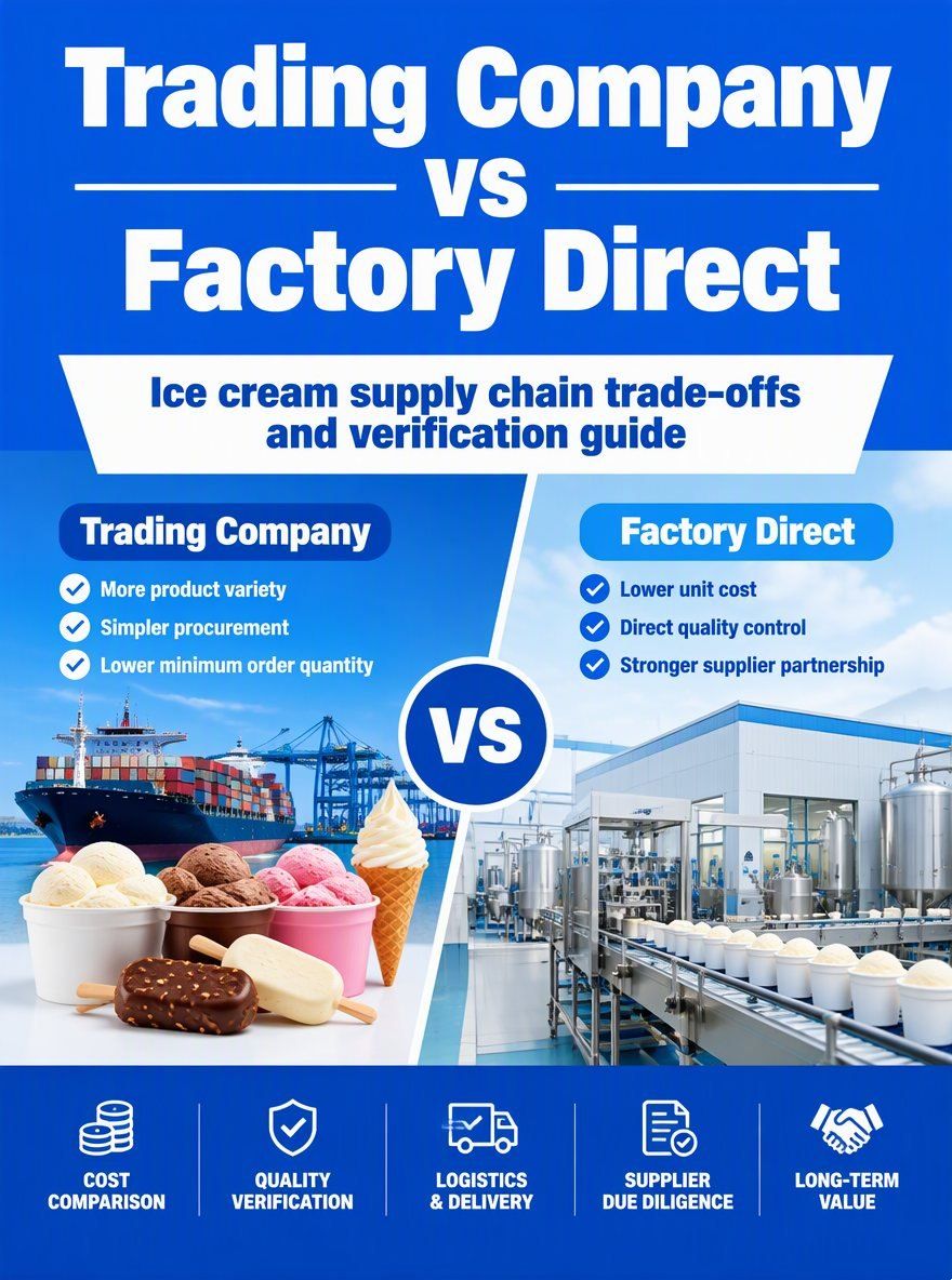 Buying ice cream through a trading company or direct from the factory: what are the trade-offs