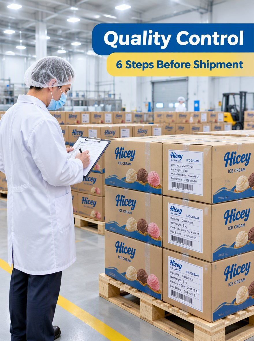 How does Hicey control ice cream quality before shipment
