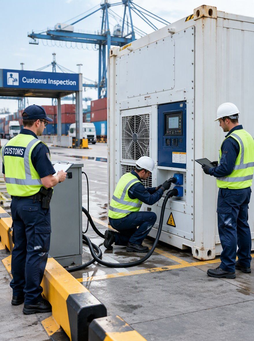 What happens during a customs inspection of an ice cream reefer