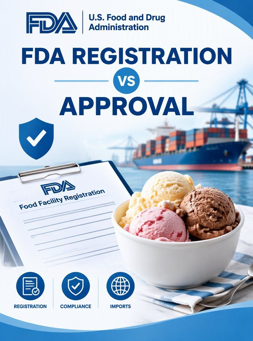 FDA registration versus FDA approval: which one applies to an imported ice cream
