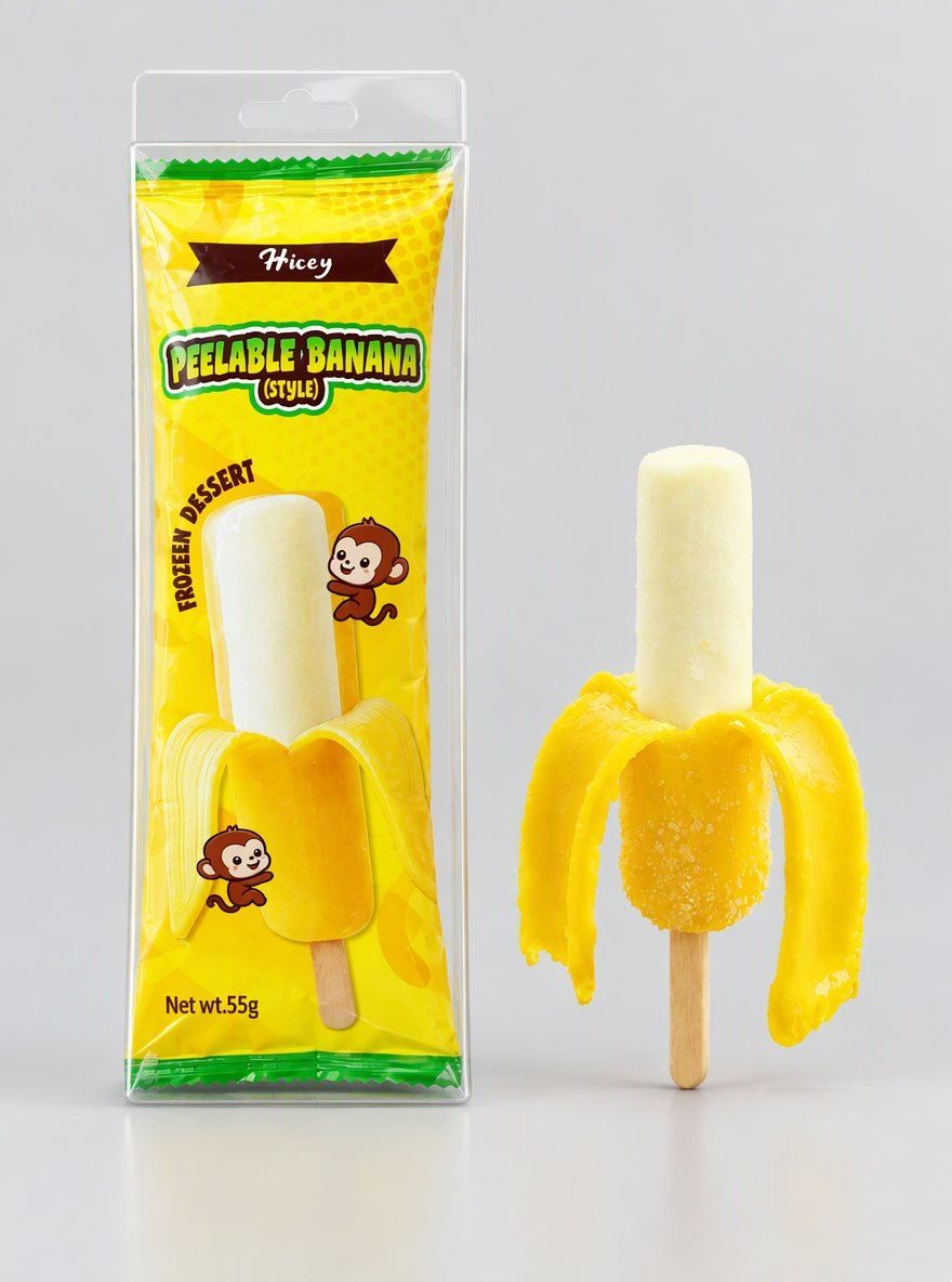 Which factories make peeled-banana-shaped ice cream for export